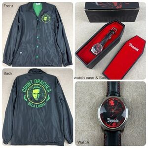 Bela‎ Lugosi Dracula CreepyCo Jacket L & Fossil Limited Watch Coffin Case Set